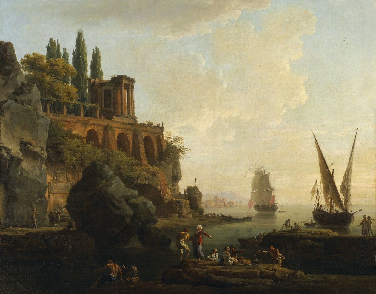 架空の風景、イタリアのハーバーシーン 作： クロード・ジョセフ・ヴェルネ