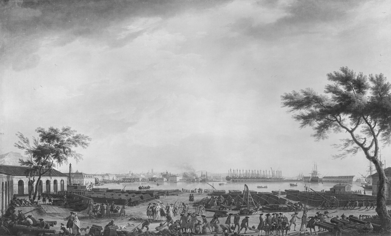 1755年に砲台から見たトゥーロンの新しい港と工廠 作： クロード・ジョセフ・ヴェルネ