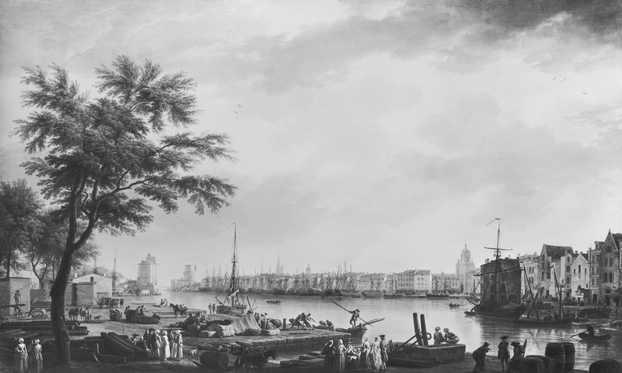 小さな海岸から見たラロシェル港、1762年 作： クロード・ジョセフ・ヴェルネ
