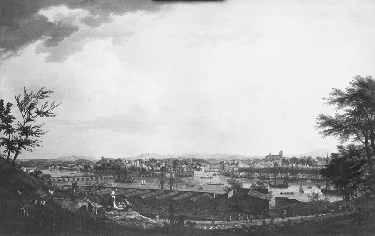 1761年の城塞の途中から見たバヨンヌの眺め 作： クロード・ジョセフ・ヴェルネ
