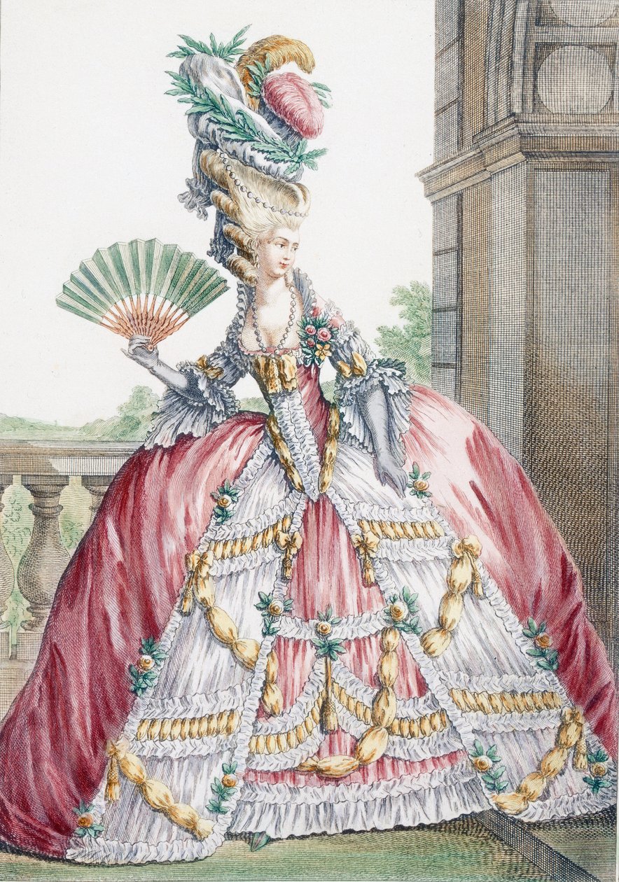 グランドローブアラフランセ、ヴォイサードによって刻まれた、「Galeries des Modes et Costumes Francais」のプレート、c.1778-87 作： クロード・ルイス・デスレイ