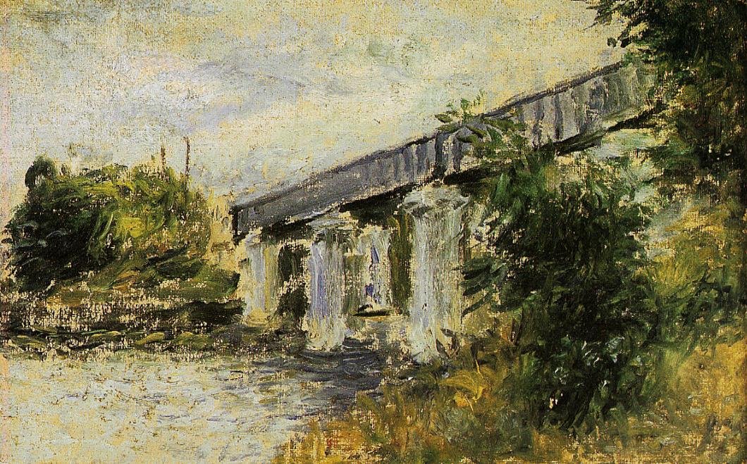 ArgenteuilnFrancaisの鉄道橋：Le Pont du chemin de fer a Argenteuilnドイツ：Argenteuiln Railway Bridge 作： クロード・モネ
