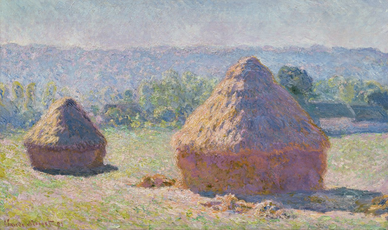 1891年の夏の終わりの朝の山の朝の効果 作： クロード・モネ