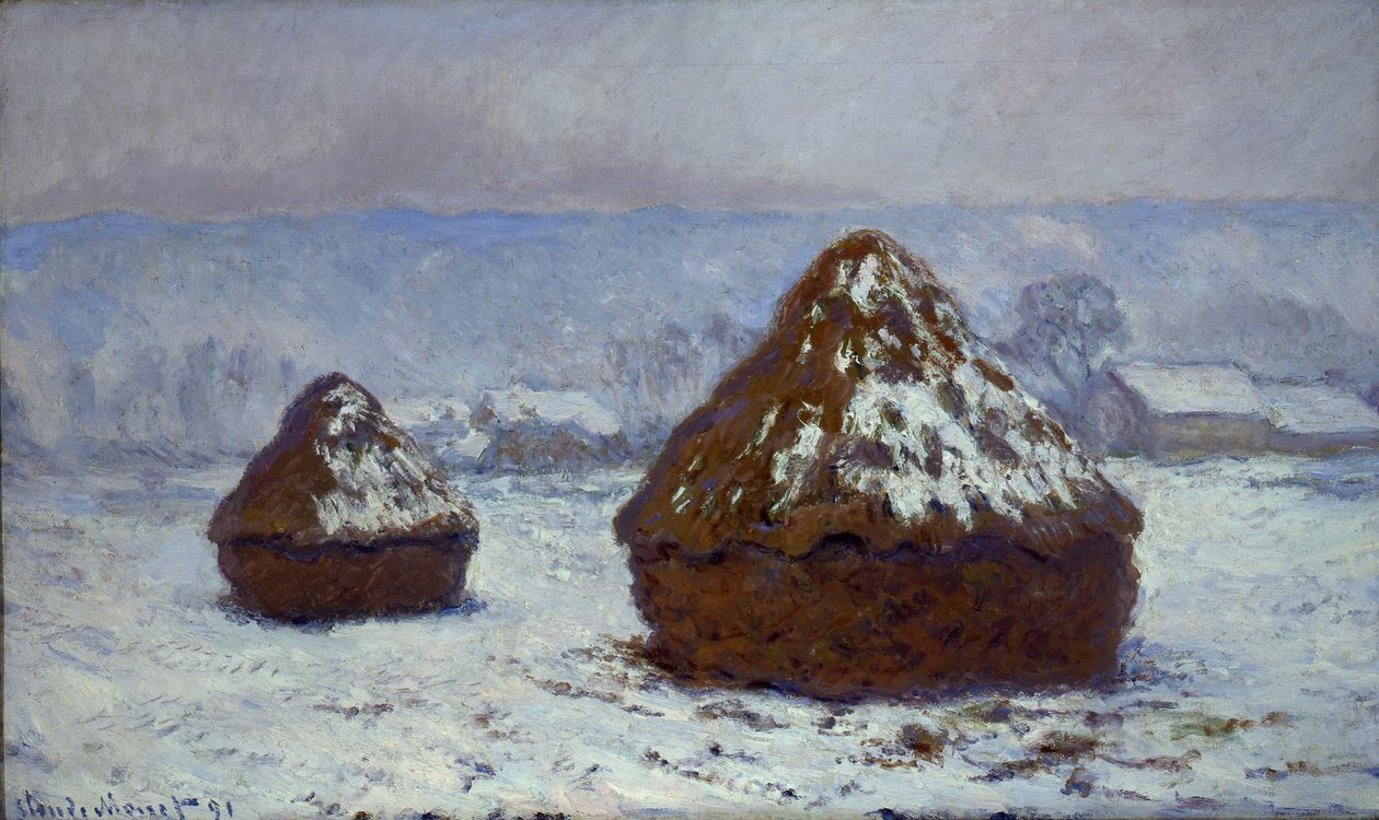 石臼、雪の効果、1891 作： クロード・モネ
