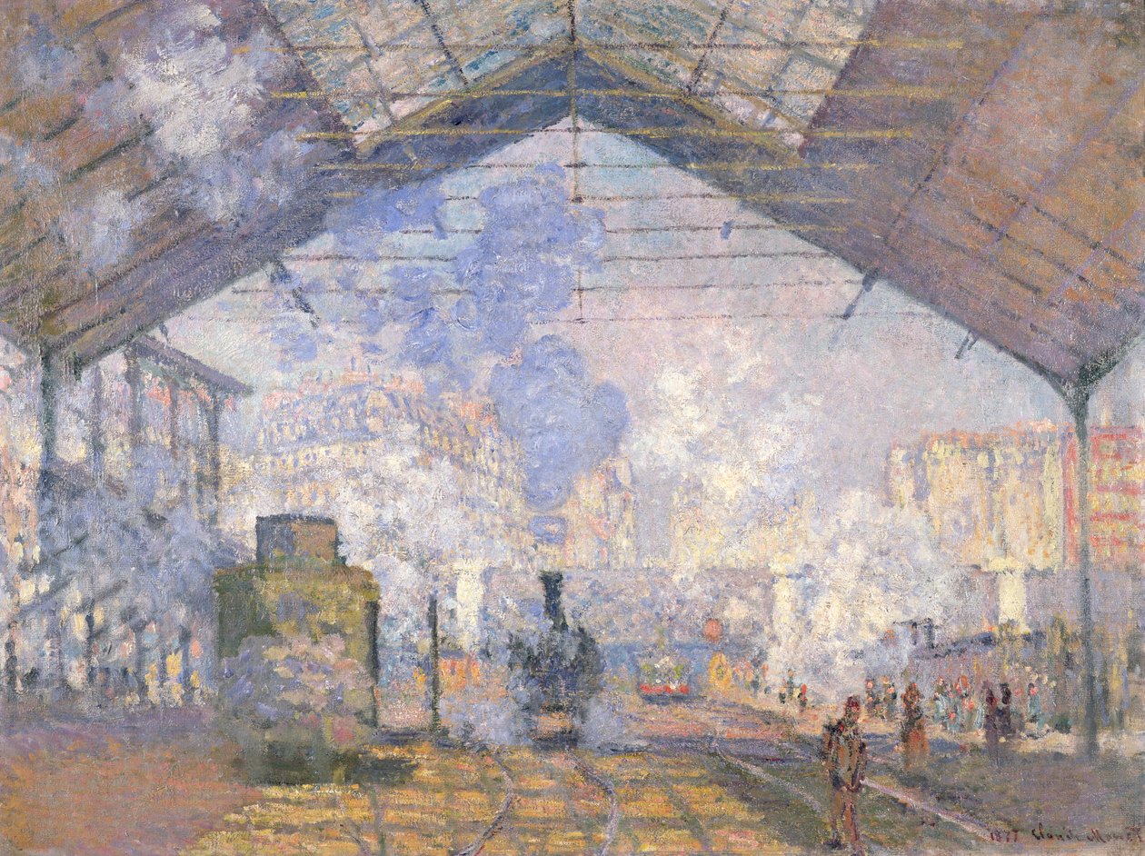 サンラザール駅、1877年 作： クロード・モネ