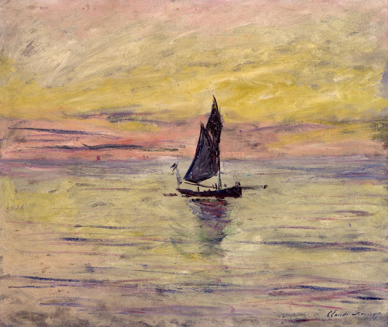帆船、夕方の効果、1885 作： クロード・モネ