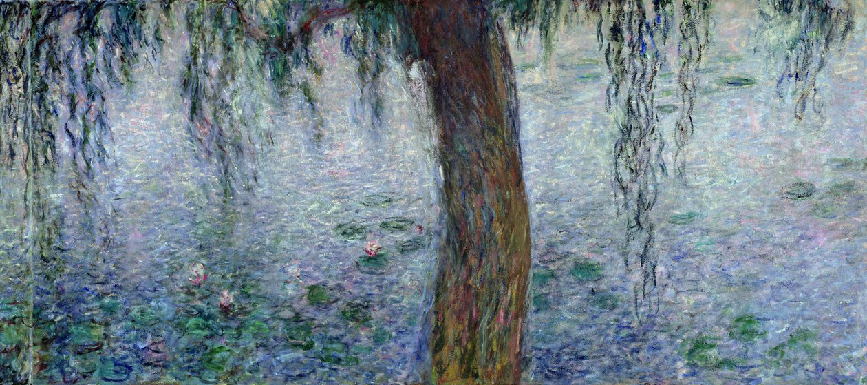 スイレン：しだれ柳のある朝、右セクションの詳細、1915-26（162347-8も参照） 作： クロード・モネ
