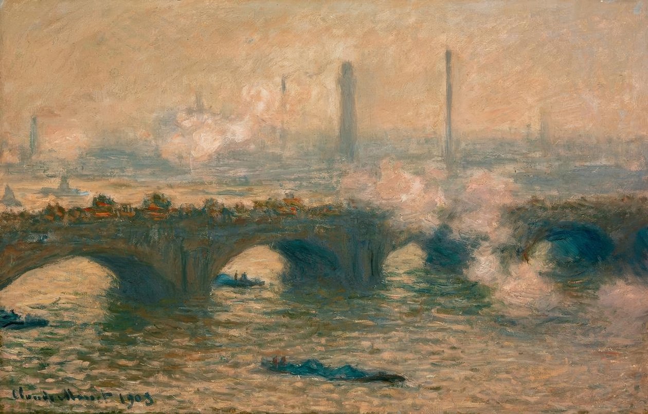 ウォータールー橋、灰色の天気 作： クロード・モネ