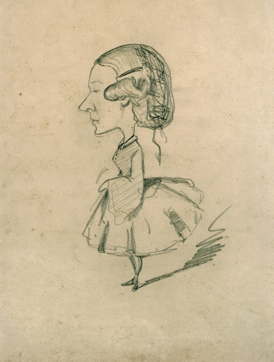 鋭い鼻を持つプロファイルの少女、c.1858 作： クロード・モネ