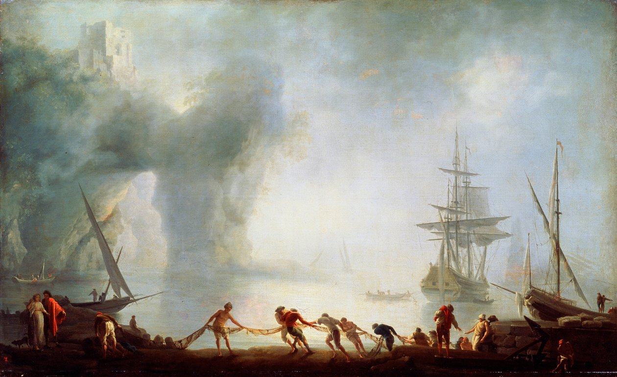 カプリの夜明け。ミスト、c1745。 作： クロード・ジョセフ・ヴェルネ