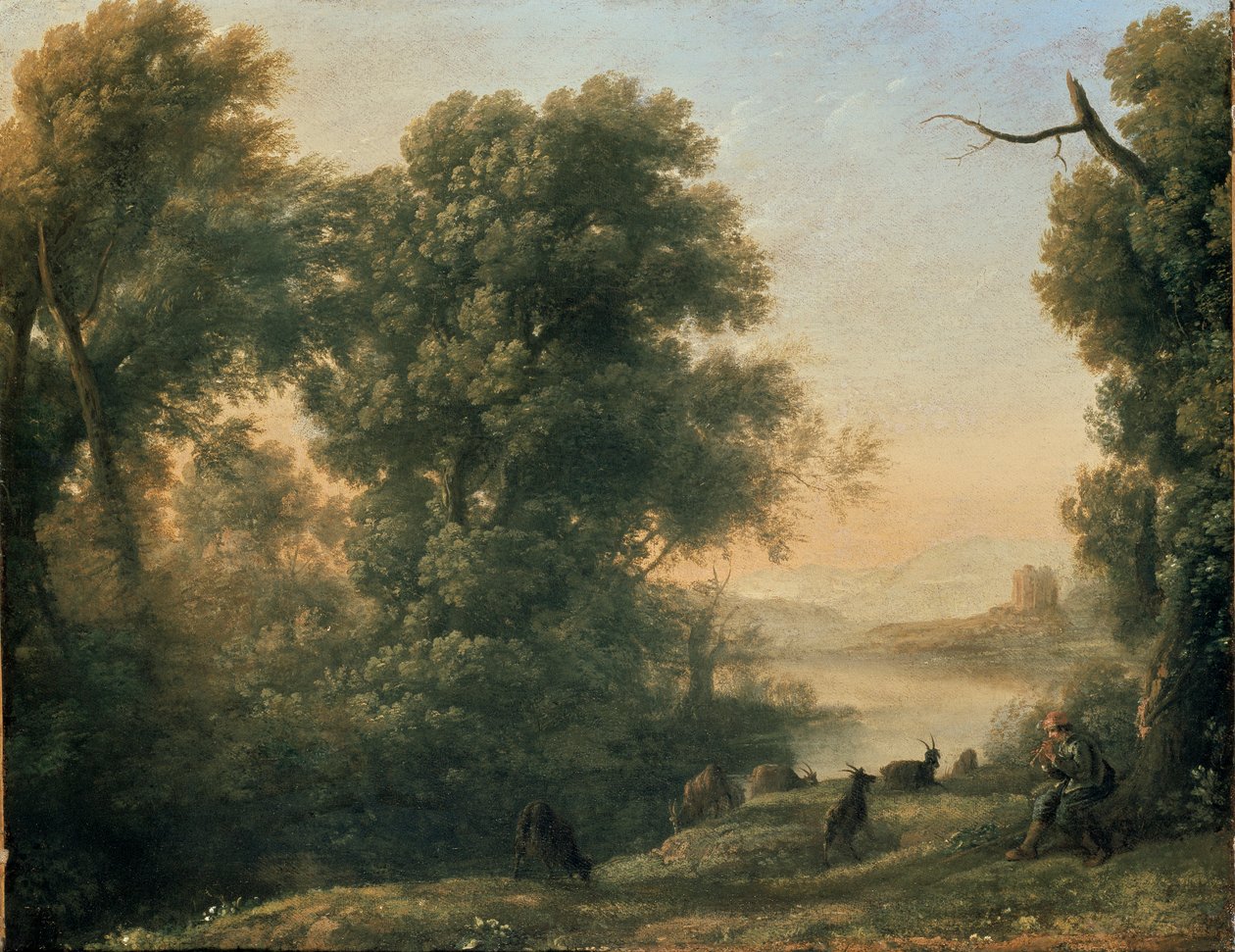ヤギ飼いのいる風景、c1635-1636 作： クロード・ロラン