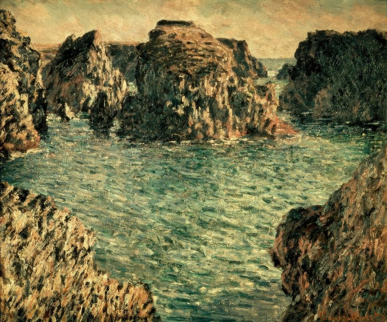 ベルイル島、ポートグルファーへの入り口 作： クロード・モネ