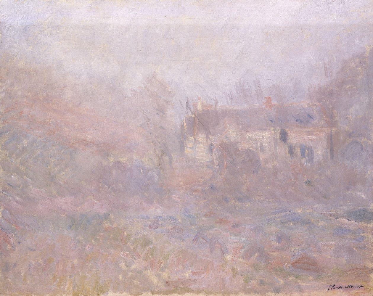霧の中のファレーズの家、1885 作： クロード・モネ