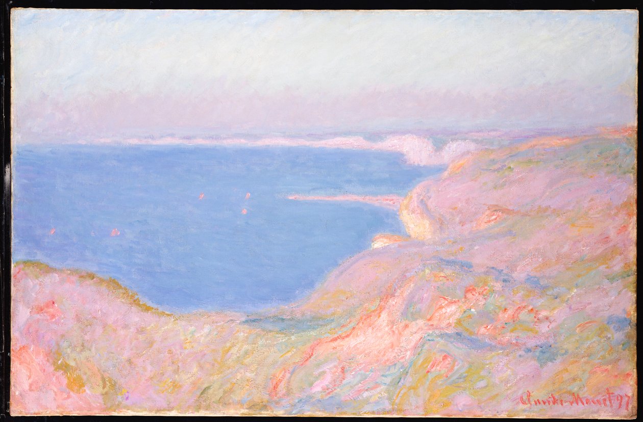 ディエップ近くの崖の上、日没、1897 作： クロード・モネ