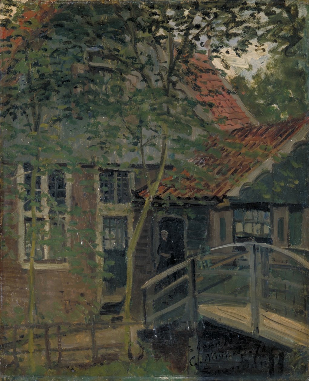 Passerelle à Zaandam 歩道橋、ザーンダム、1871 年。 作： クロード・モネ