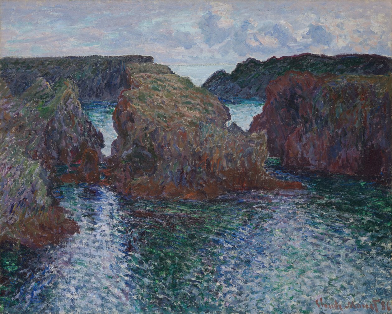 ポート グルファーの岩、ベル イル、1886 年。 作： クロード・モネ