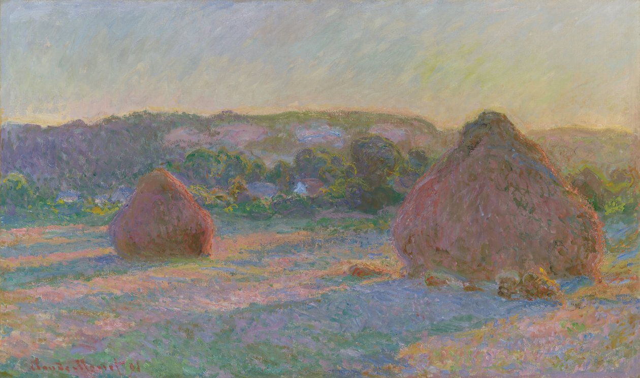 小麦の山 夏の終わり、189091。 作： クロード・モネ