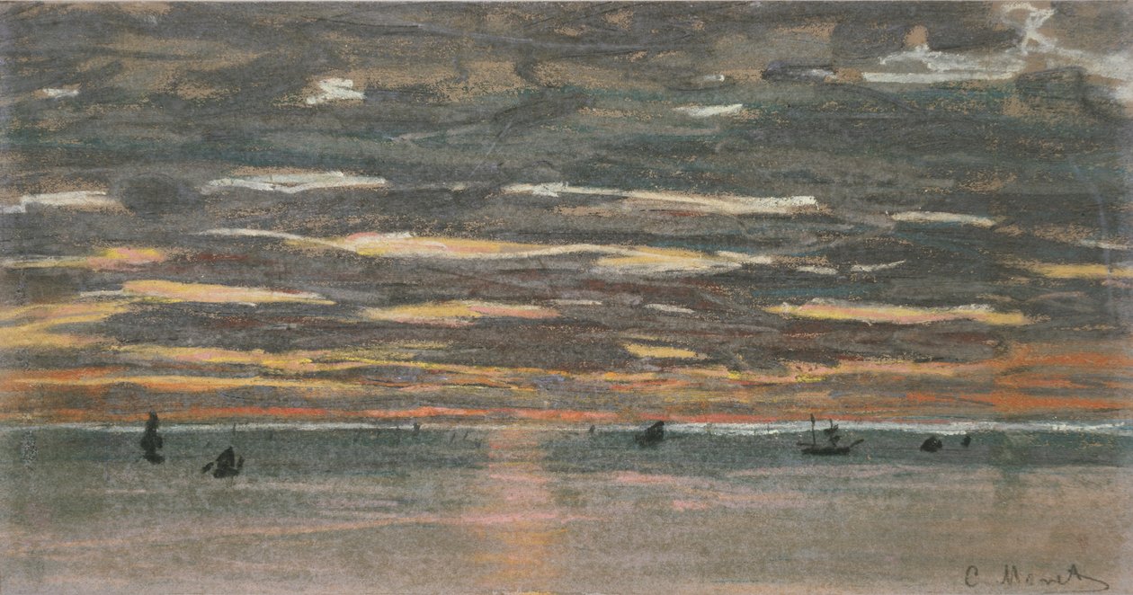 海の夕日、1865-1870 作： クロード・モネ
