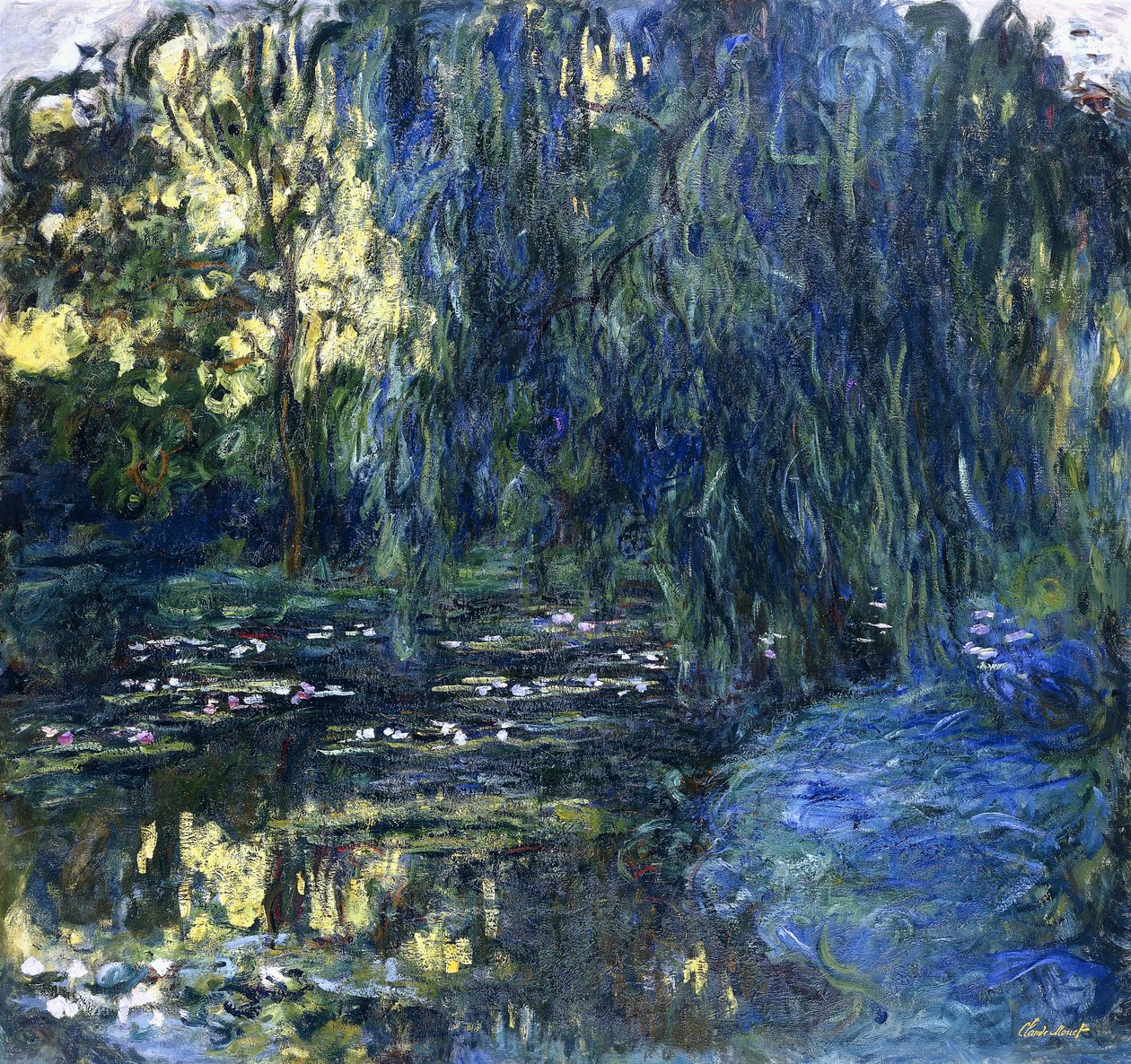 柳とリリーポンドの眺め、c.1917-1919 作： クロード・モネ