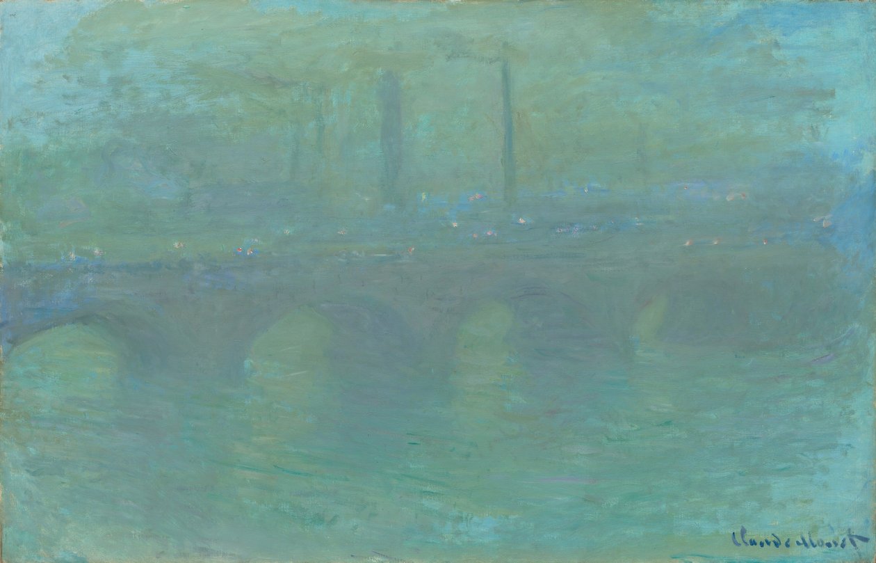 ウォータールー橋、ロンドン、夕暮れ時、1904 年。 作： クロード・モネ