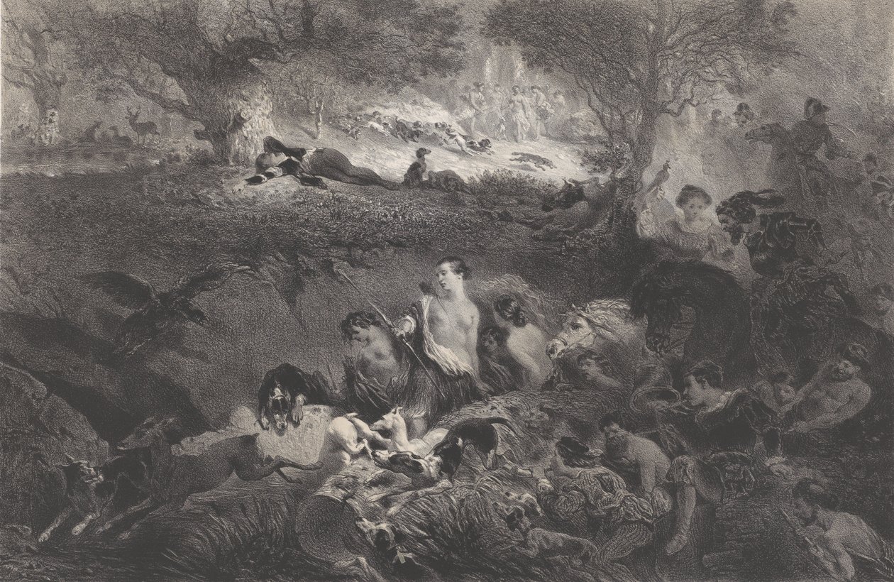狩猟の夢、1858年。 作： セレスタン・ナントゥイユ