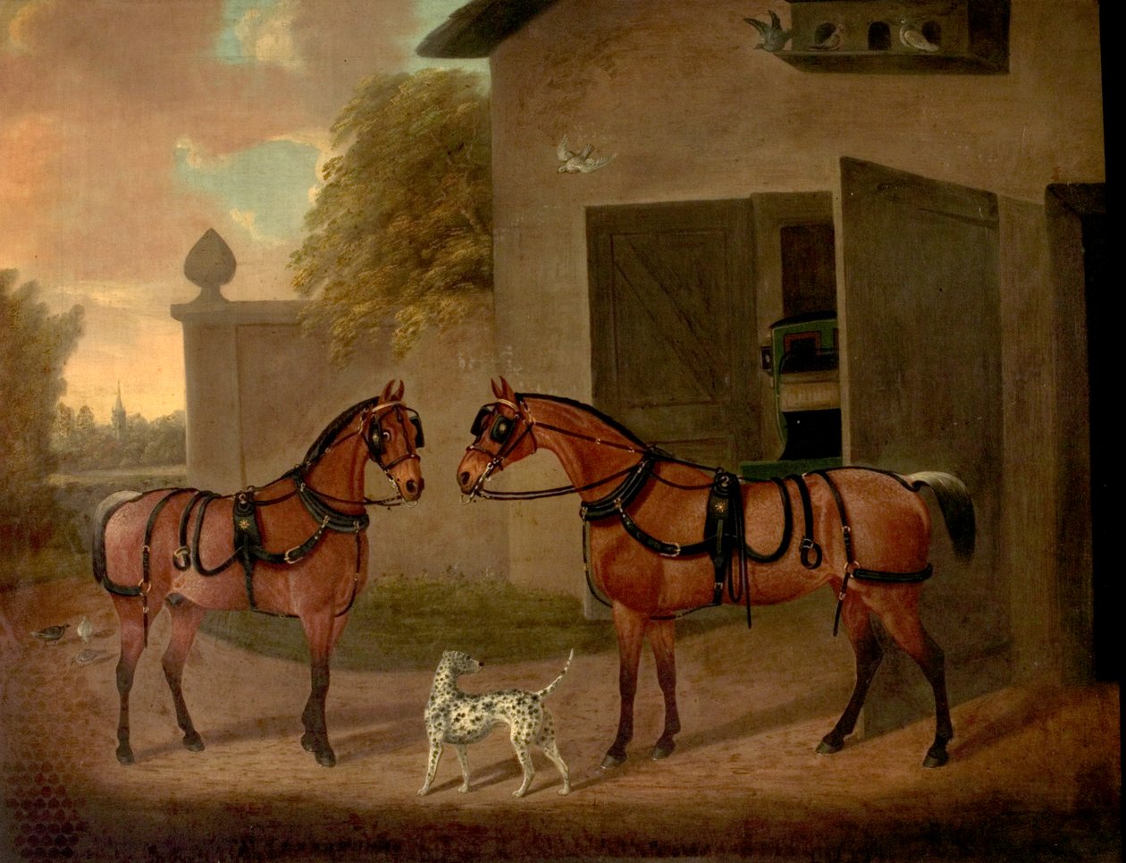 馬車、馬、犬 作： クリフトン・トムソン