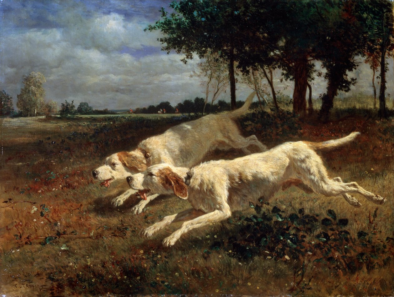 走る犬、1853年。 作： コンスタントトロヨン