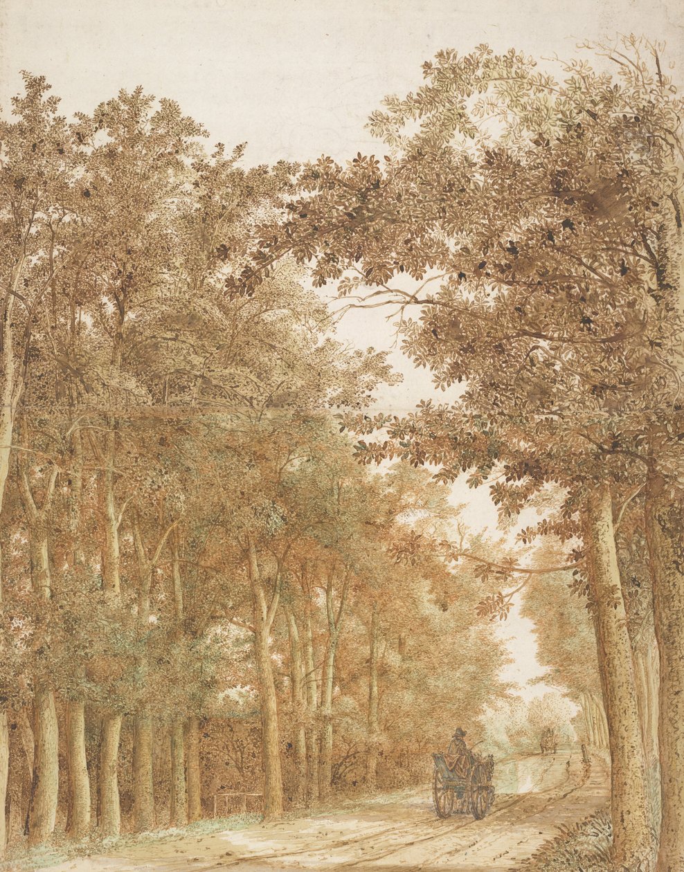 2つの馬が引くカートのある林道、c。 1638-1642 作： ヘンドリック・コーネリス。ブルーム