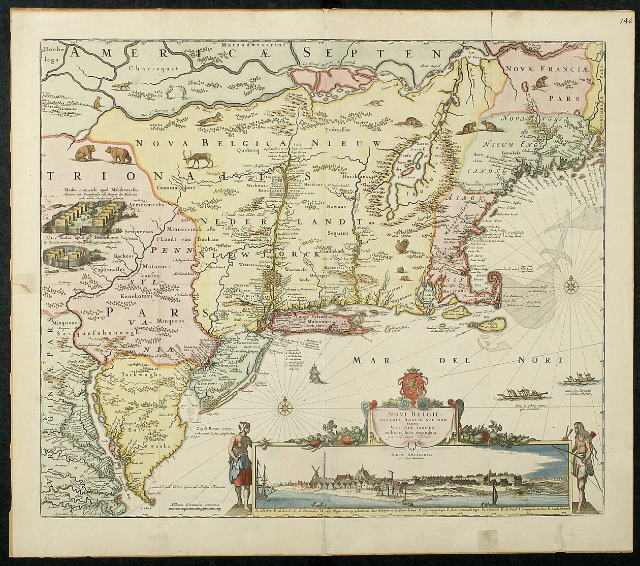 Novi Belgii、1651年（カラーリトグラフ） 作： コルネリス・フィッシャー