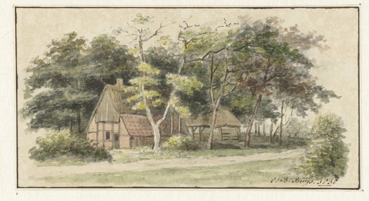 木々に囲まれた農場 作： Cornelis Bernardus Buijs