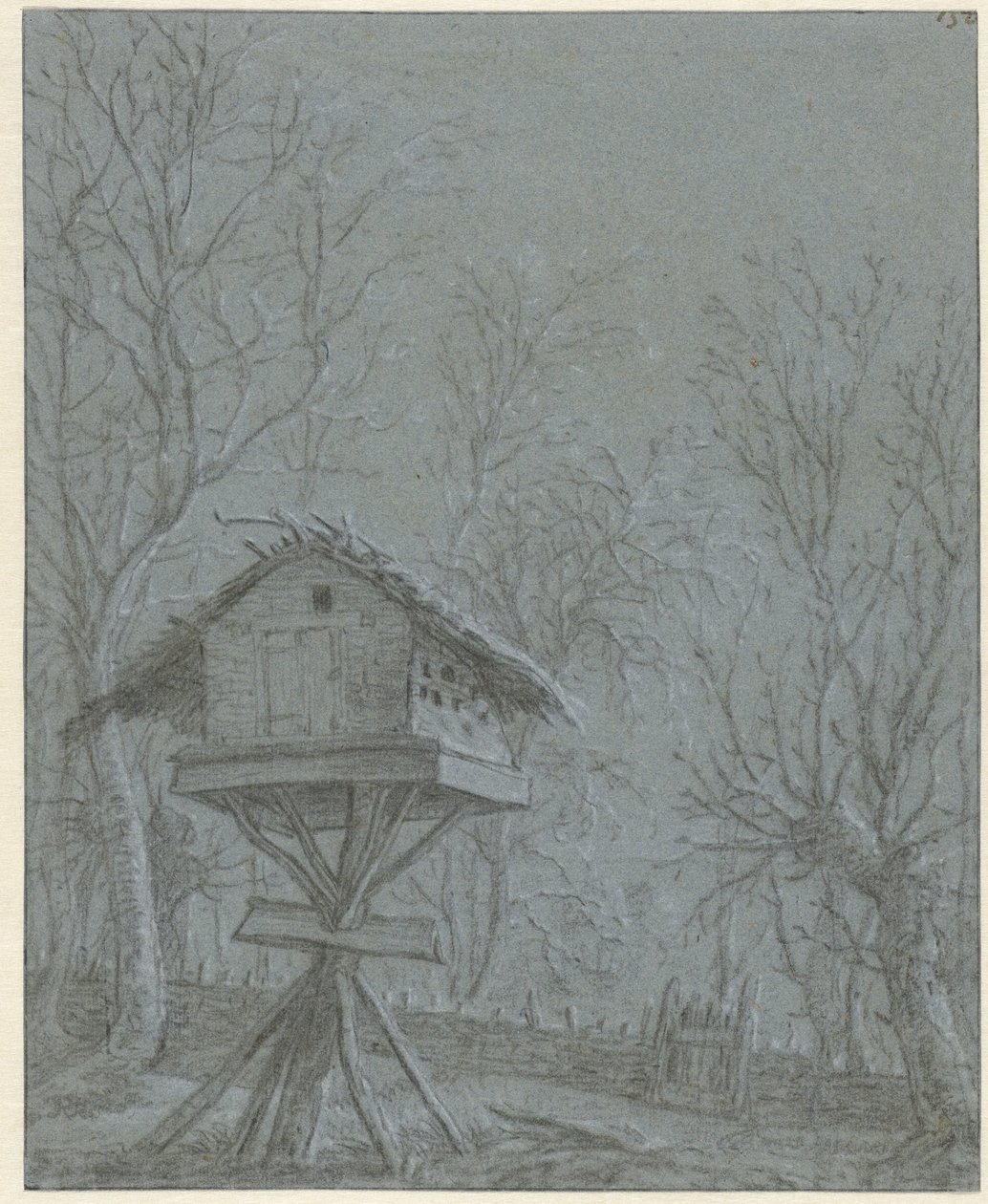 木の間の鳩小屋 作： Cornelis Saftleven（おそらく）