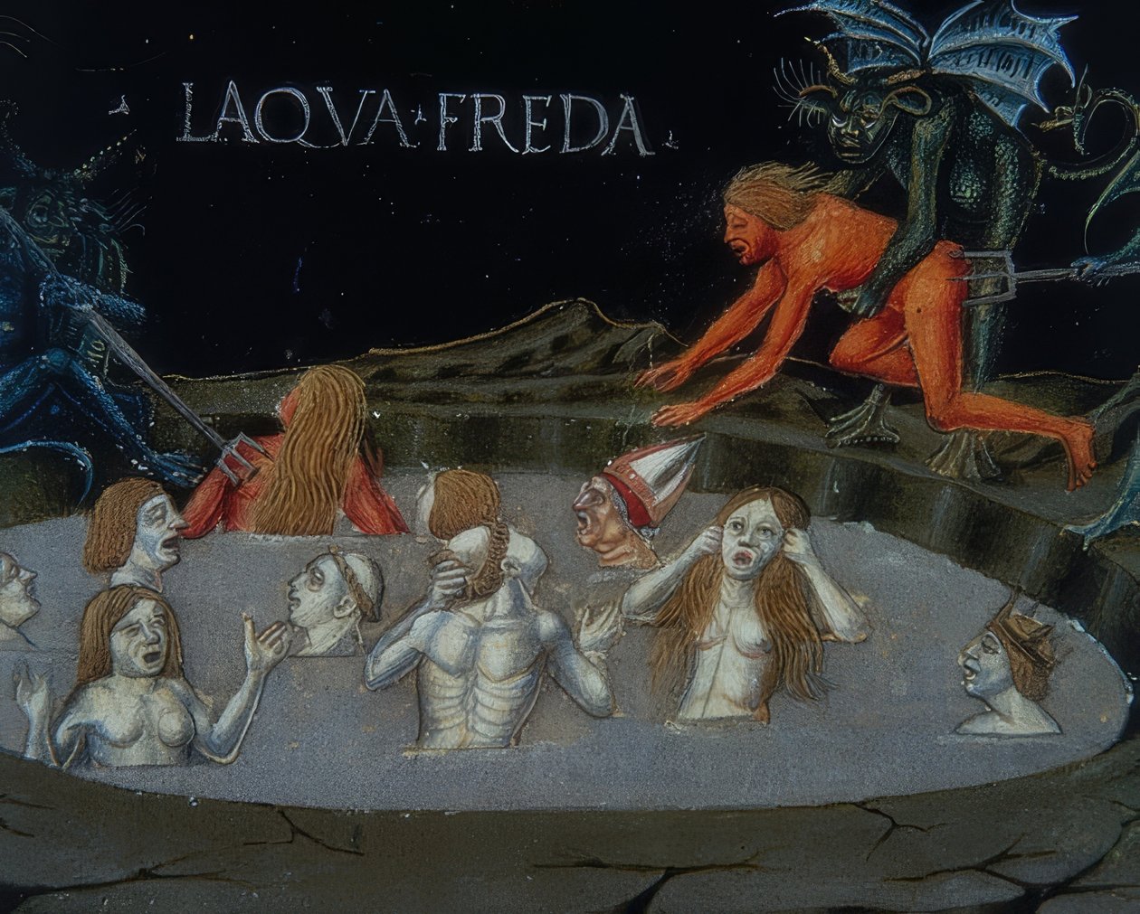 Höllenstrafen（c.154r）。 1476年 作： クリストフォロ・デ・プレディス