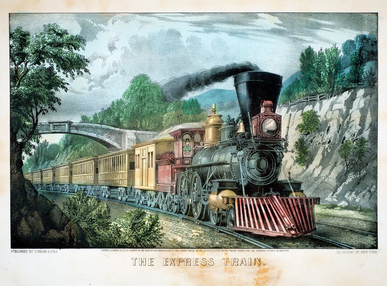 急行列車、アメリカ、1870 作： キュリアーとアイブス
