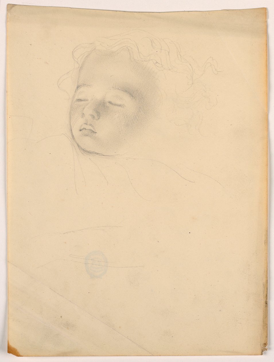 ドローイング、眠る子供、1840-45年 作： ダニエル・ハンティントン