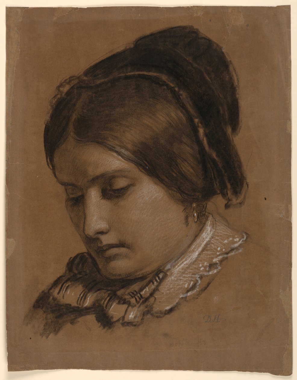 素描『画家の妻ソフィー』1853年 作： ダニエル・ハンティントン