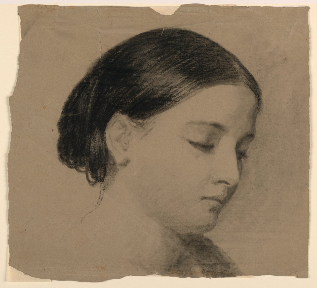 素描『画家の妻ソフィー』1853年 作： ダニエル・ハンティントン
