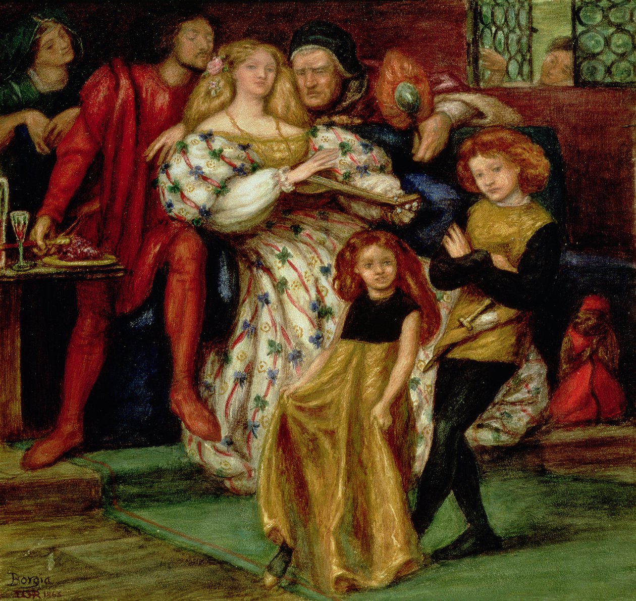 ボルジア家、1863年（ボルジア、ルクレティア（1480-1519）：家族と一緒に、教皇アレクサンドル6世と一緒に。） 作： ダンテガブリエルチャールズロセッティ