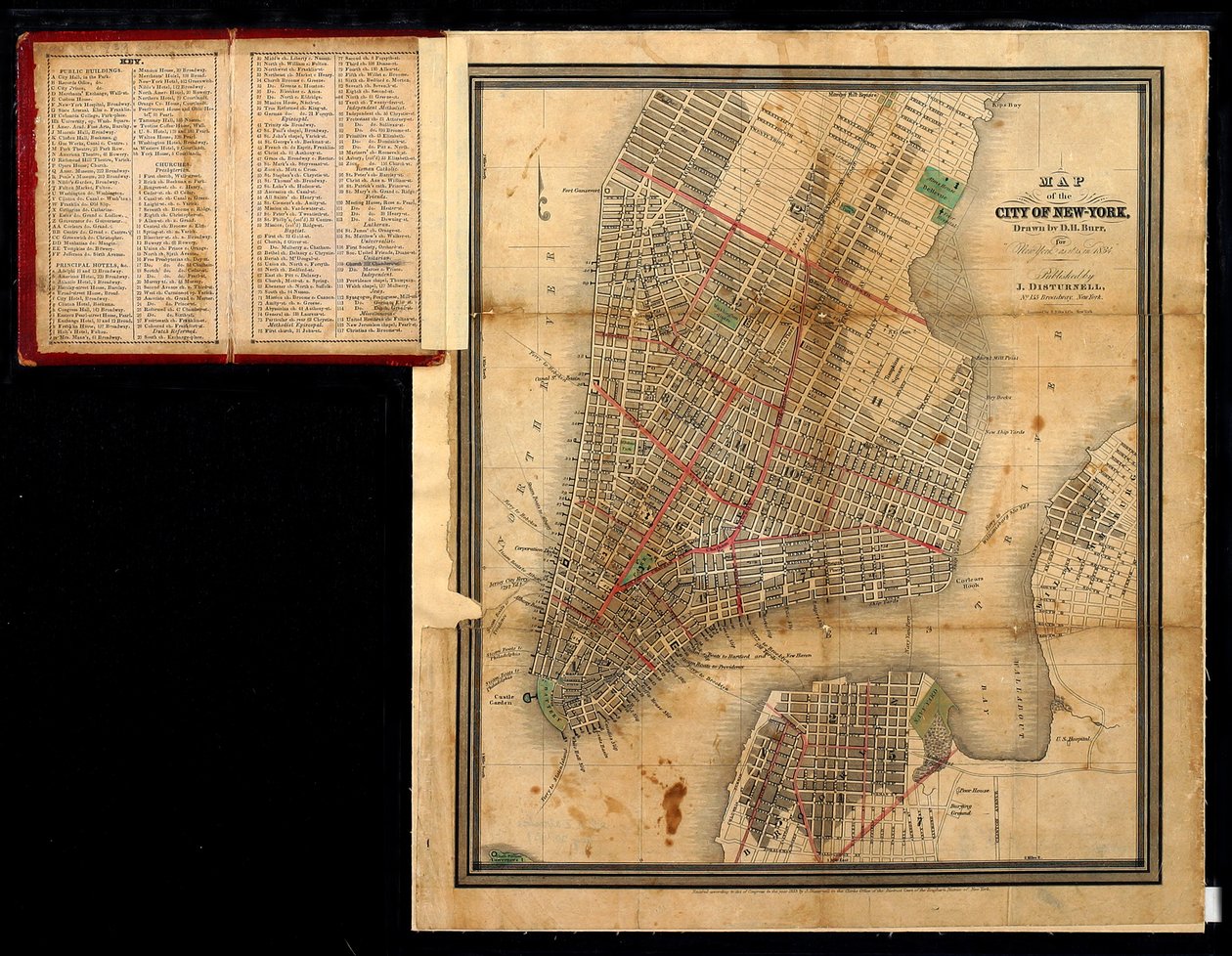 ニューヨーク市の地図（1834年、1834年のニューヨークの場合） 作： デビッド・バー