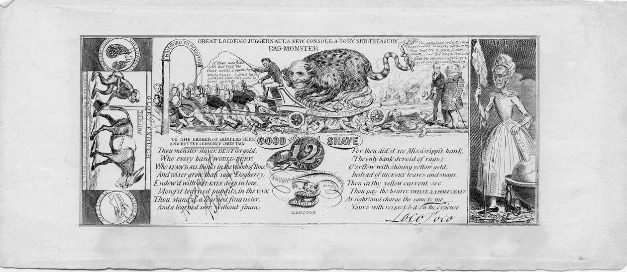 グレートロコフォコジャガーノート：新しいコンソール-ストーリーのサブトレジャリーラグモンスター、c.1837（銅版画） 作： デビッド・クレイプール・ジョンストン