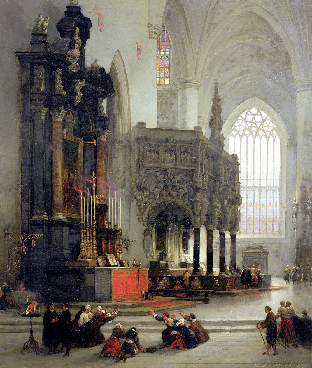1849年、ベルギーのリエールにある聖ゴマールの神社 作： デビッド・ロバーツ