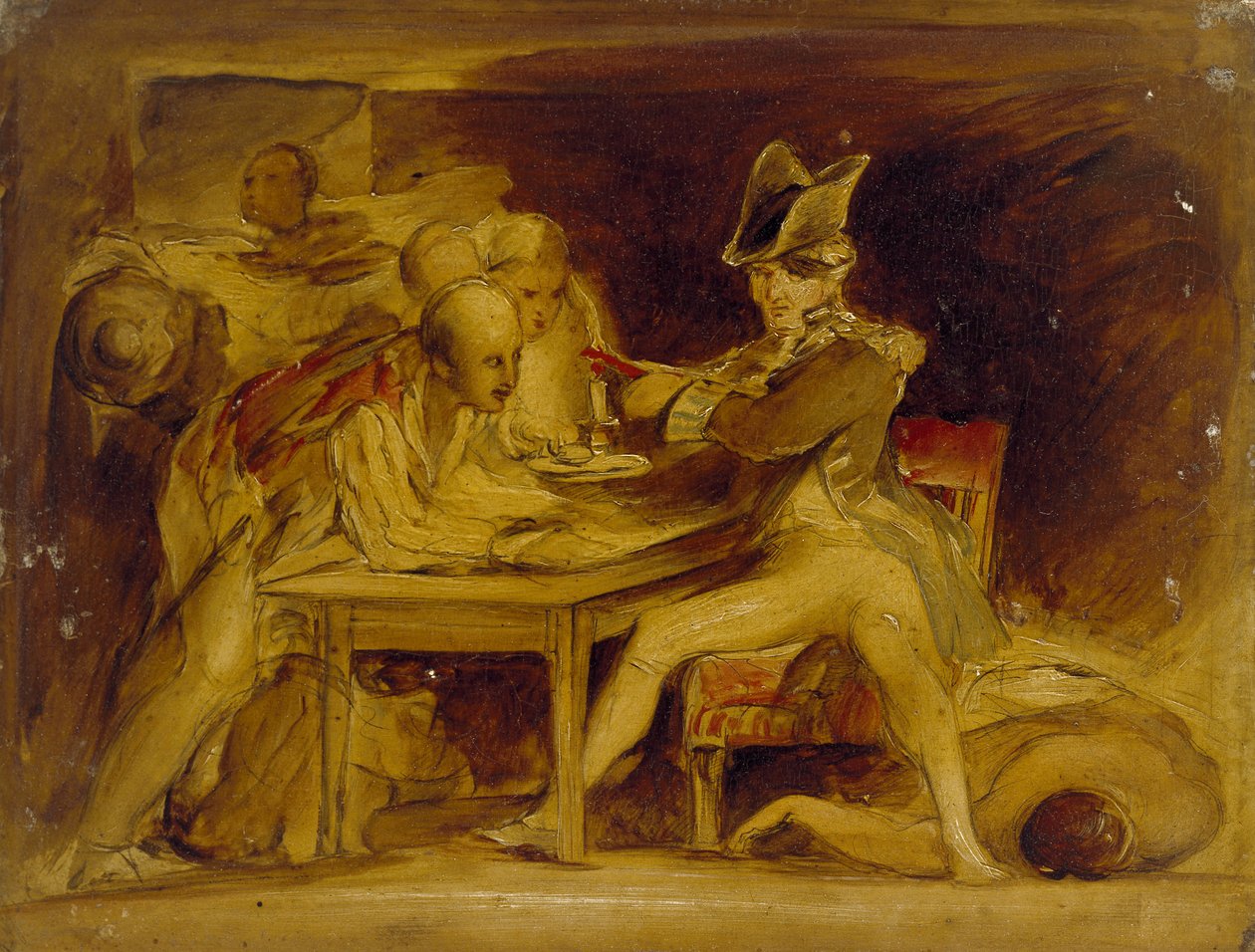 ネルソンがコペンハーゲンの手紙を封印、c。 1835（パネルに油彩、図面として取り付け） 作： デビッド・ウィルキー