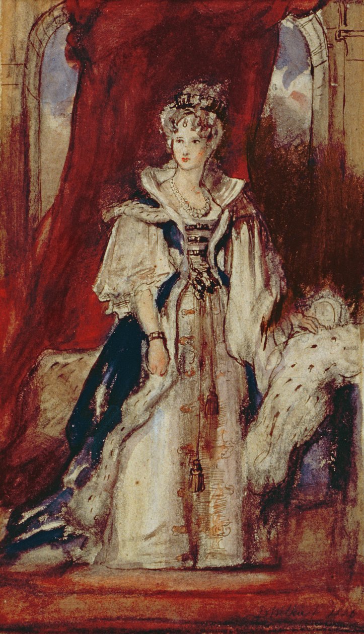 アデレード女王（1792-1849）1836（紙にペンとトイレ） 作： デビッド・ウィルキー
