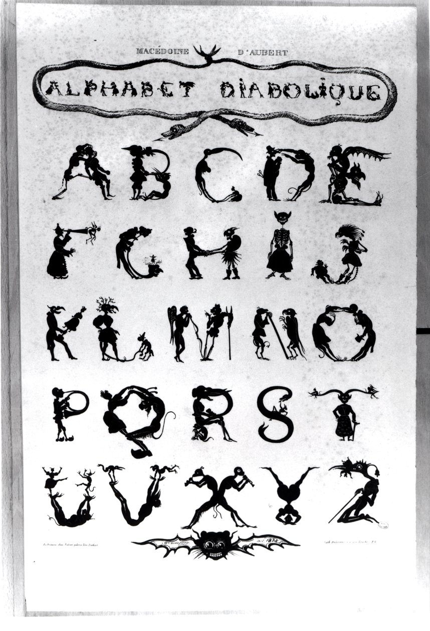 デラノワ、1825年に刻まれた悪魔のようなアルファベット 作： デラポート