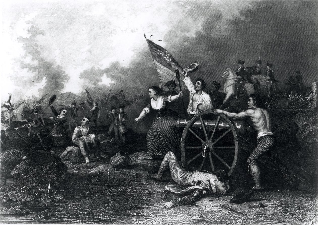 J.ロジャースによって刻まれた1778年6月28日のモンマスの戦いでのモルピッチャー（写真） 作： デニス・マローン・カーター