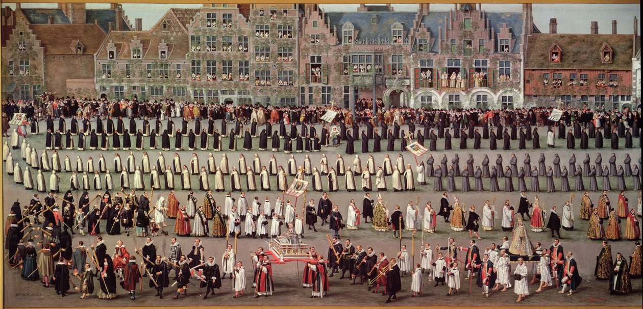 1615年のブリュッセルのOmmeganck：1616年のノートルダムドサブロンの行列（イザベラ大公の勝利の詳細）（187569も参照） 作： デニス・ヴァン・アルスロート