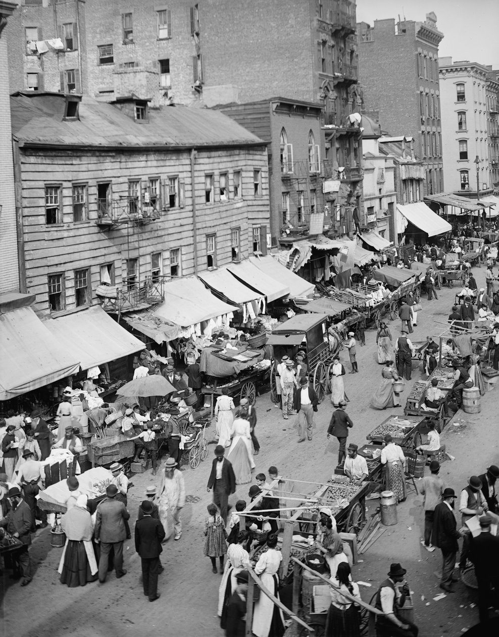 イーストサイドのユダヤ人市場、ニューヨーク、ニューヨーク、c.1890-1901 作： デトロイト出版株式会社