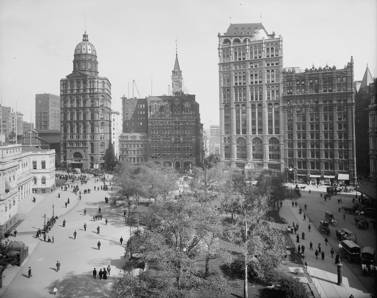 新聞行、パーク行、ニューヨーク市、1890〜1910年 作： デトロイト出版株式会社