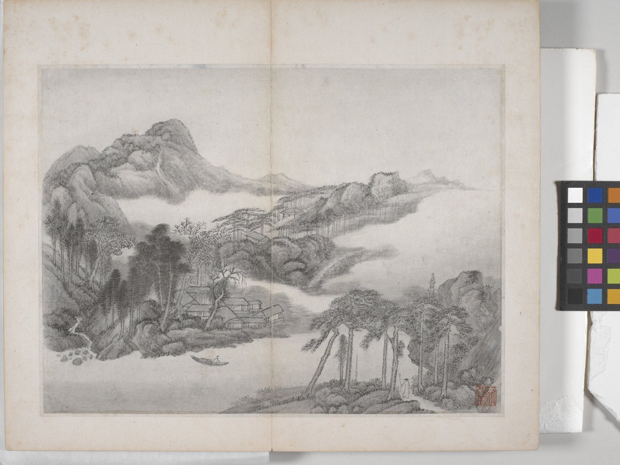 風景画帖（紙にインク） 作： ディン・ユンペン