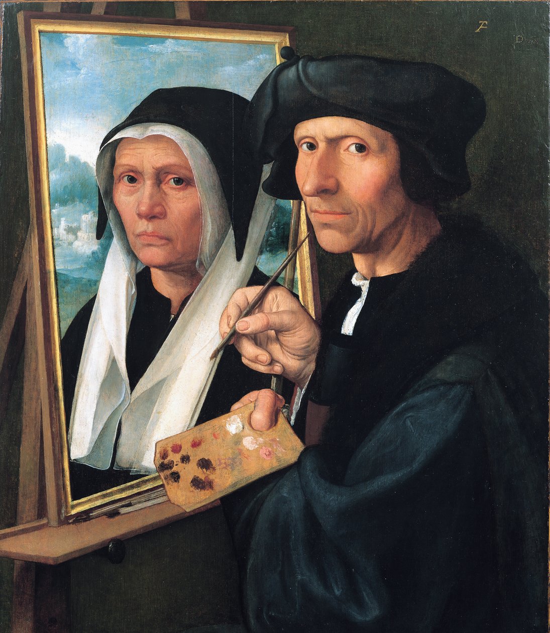 ジェイコブ・コルネリス。ヴァンオーストザネンは妻の肖像画を描いています。 作： Dirck Jacobsz。