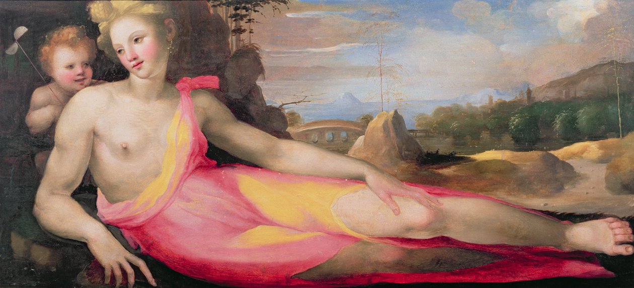金星とキューピッド、1519年頃（パネル） 作： Domenico di Pace Beccafumi